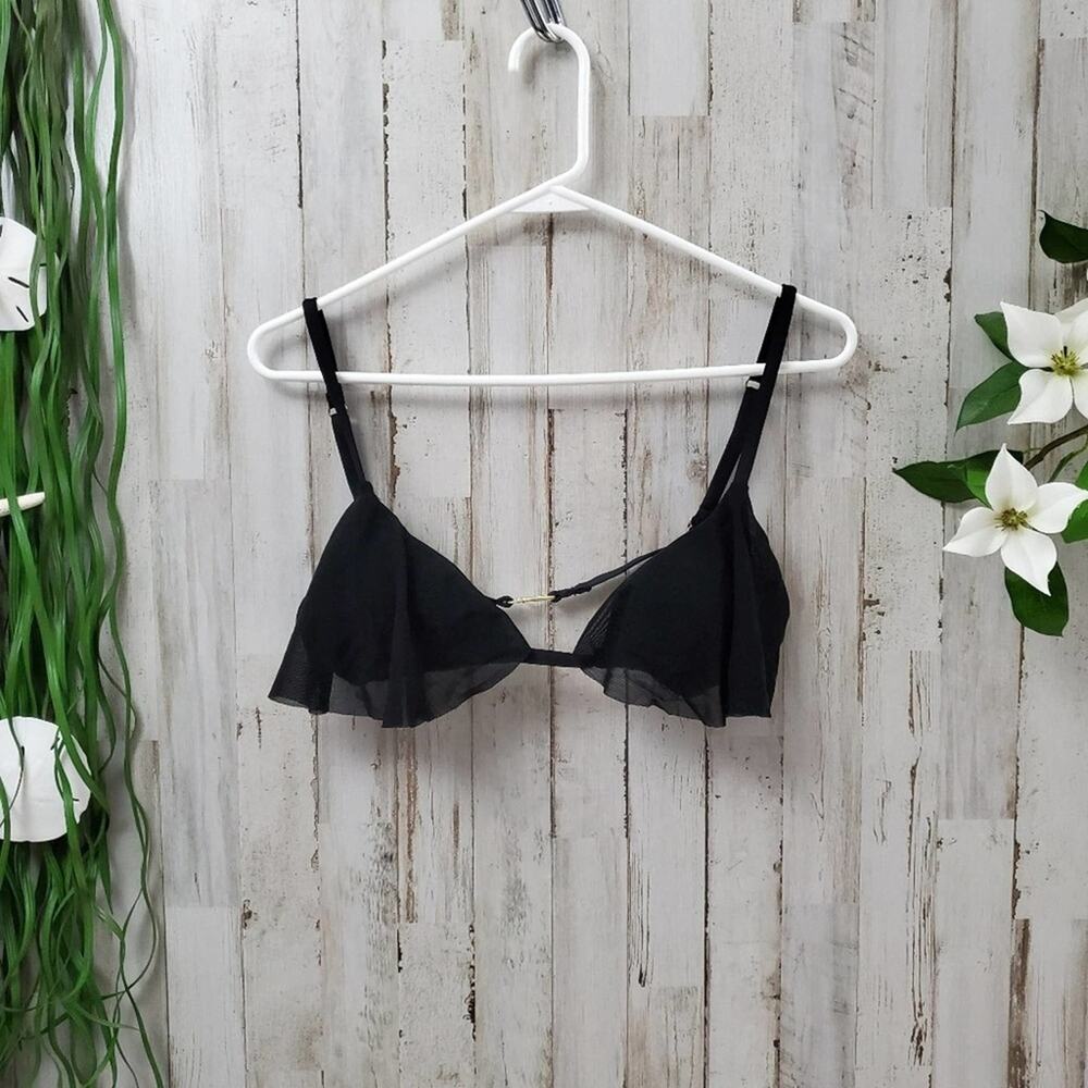 B. Swim Swimsuit Casual Sheer Top Size D Black